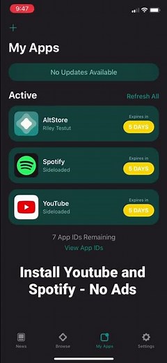 Install Modified IPA of Spotify and YouTube with No Ads