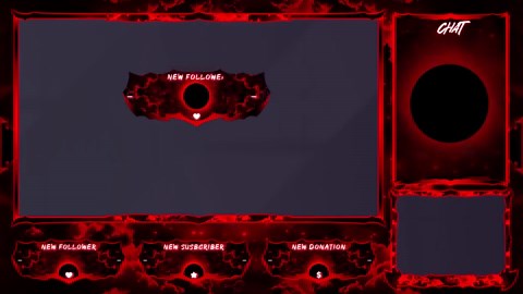 Dark Red Cloud Animated Stream Overlay Package, Red Stream Overlay, Dark Gaming Overlay, Fiery Stream Package, Black & Red Twitch Stream - Etsy