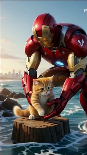 Iron Man Saves a Cat from the Ocean