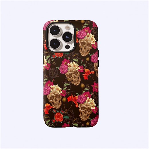Skull & Floral Phone Case,retro Mexican Day of the Dead Aesthetics,for iPhone 17 16 15 14 13 12 11 Pro Max,samsung S25 S26 Ultra,magsafe - Etsy