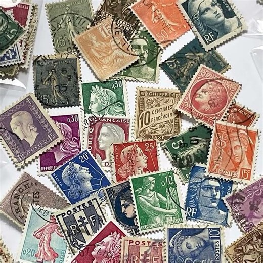 Vintage French Postage Stamps Lot – Historical Designs, 1900s-1960s