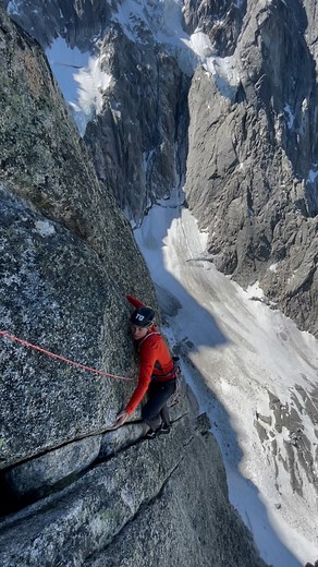 Iain Innes on Instagram: "Easing back into rock climbing with some serious exposure, high on the Red Pillar of the Blaitière. 📹 : @sam.pigdens #climbing #chamonix #tradclimbing #mountaineering"