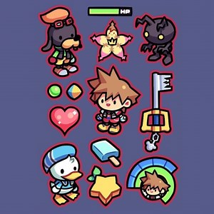 Kingdom Hearts Chibi Sticker Sheet: Sora, Donald, Goofy, Keyblade - Etsy