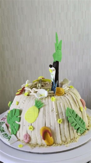 Tropical Dome Cake Design | Beach-Themed Custom Cake Tutorial