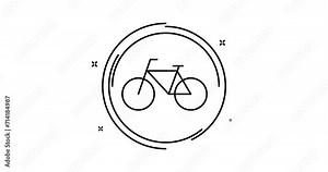 bike animated outline icon. bike rotation appearance 4k video animation for web, mobile and ui design
