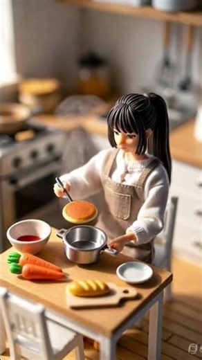 Adorable Mini Chef Girl Cooking Pancakes | Mini Food Magic