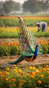 A Peacock Dancing in a Indian farm