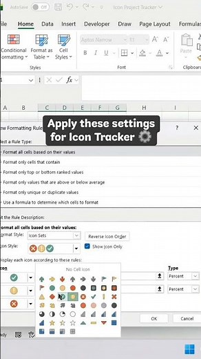 how to create icon project tracker in excel #reels #excel
