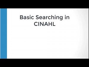 Basic Searching in CNAHL