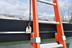 Life Grab Ladder Stabilizer - 2-Pack Adjustable Ratchet Strap System, Universal Fit Ladder Security Accessory, Robust Hook Attachments for Roof & Tree Work, Enhanced Stability & Safety, Easy Install