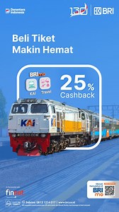 2.1K views · 221 reactions | Sobat BRI, Nikmati perjalanan dengan kereta api yang lebih hemat menggunakan BRImo. Dapatkan cashback 25% hingga Rp50 ribu selama periode promo berlangsung. Periode hingga 31 Desember 2025. Ayo jangan sampai terlewat. Beli dan bayar tiket KAI di BRImo, dan nikmati kemudahannya. Info lebih lanjut klik bbri.id/promokai #BRImoMudahSerbaBisa | BANK BRI | Facebook