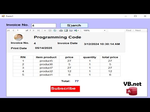 VB.NET Tutorial: Design RDLC Report to Search Invoices (MS Access Database)