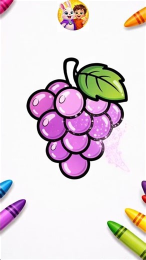 Draw & Color यह Magical Grapes! 🍇💫 #kidstutorial #drawing