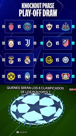 SORTEO DE LOS PLAYOFFS DE LA CHAMPIONS LEAGUE #playoffschampionsleague #uefachampionsleague #psg #realmadridfc #atleticomadrid