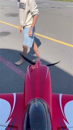 Engine start on aerobatic stunt airplane