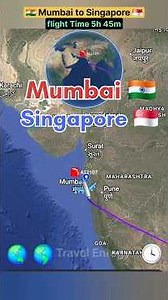 Mumbai 🇮🇳 to Singapore 🇸🇬 flight Route direct flight ✈️ Operator by Air India #airasia