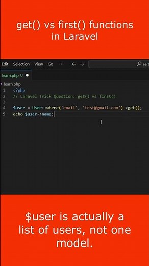 Laravel Interview Question: get() vs first() Difference