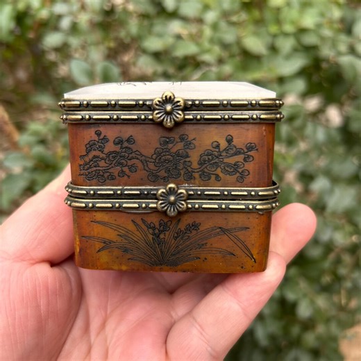 Yak Bone & Jade Jewelry Box, Lotus Crane Feng Shui Decor - Etsy