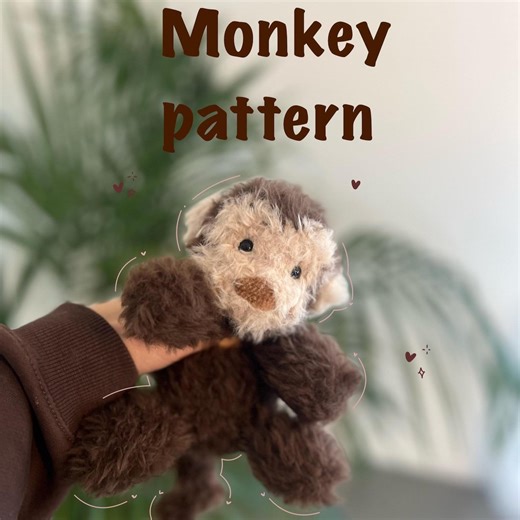 Monkey plushie crochet pattern, cute pattern