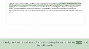 this timepiece combines style and functionality, featuring the iconic Ravens logo and vibrant team c