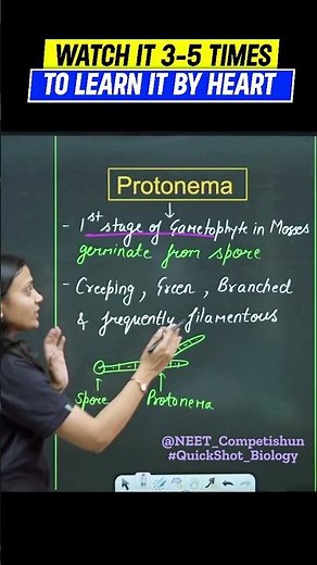 PROTONEMA - characteristics | QuickShot Biology| #medicalentrance #biology #ncert #neet2025 #neet