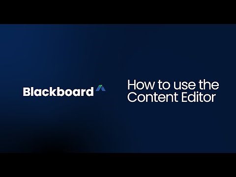 How to use the Content Editor - Blackboard