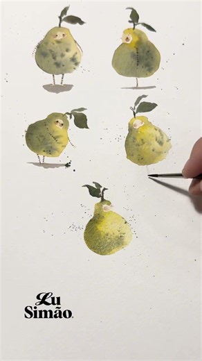 How to paint characters from pears in watercolor?
