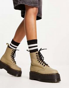 Dr Martens 1460 Pascal max boots in pale olive | ASOS