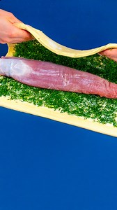 Forget all the recipes! This is the most delicious pork tenderloin I've ever eaten! Ingredients puff pastry: 400 g (14 oz) soft butter: 150 g (5.3 oz) garlic: 10 g (0.4 oz) salt: 3 g (0.1 oz) dill: 20 g (0.7 oz) bacon: 120 g (4.2 oz) vegetable oil: 20 ml (0.7 fl oz) onion: 1 pc garlic: 10 g (0.4 oz) salt: 5 g (0.2 oz) black pepper: 3 g (0.1 oz) cheese: 60 g (2.1 oz) vegetable oil: 30 ml (1.0 fl oz) pork tenderloin: 1 pc salt: 7 g (0.2 oz) black pepper: 5 g (0.2 oz) sweet paprika: 7 g (0.2 oz) OV