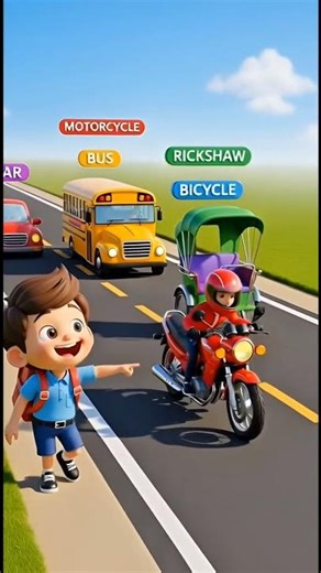 Car 🚗 Motorcycle 🏍️ Rickshaw 🛺 Van Song for Kids | Vehicles Song | Baby Nursery Rhyme #shorts