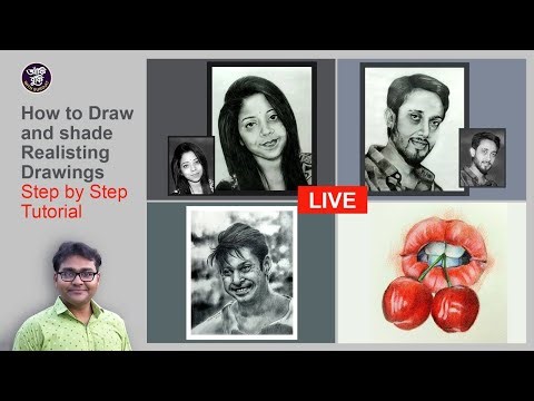 Portrait Drawing | Realistic Pencil Shading Tutorial #akibukiwithsurojit #livestreaming #liveart