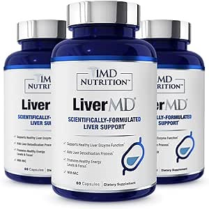 1MD Nutrition 1MD LiverMD - Liver Support Supplement | Siliphos Milk Thistle Extract - Highly Bioavailable, for Liver Support | 180 Capsules (3-Pack)