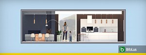Open plan kitchen and living room with a BIM model for download