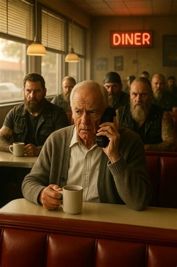 In the corner booth, Five Bikers Surrounded a 96-Year-Old at a Maine Diner — Seconds Later, Their Faces Went Pale. What started as a small-town standoff over a diner booth became a haunting revelation about loyalty, war, and the kind of respect that can’t be demanded — only earned. The Sound of a Quiet Morning The bell above Miller’s Diner gave its usual cheerful ring — the kind that exists only in places time forgot. The coffee was always strong, the eggs always a little greasy, and the convers