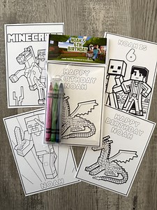 Minecraft Party Coloring Packs, Minecraft Birthday Party Favors - Etsy