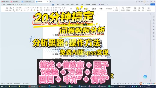 零基础-【20分钟！搞定SPSS问卷分析】问卷案例-AI版SPSS对话搞定