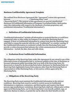 Business Confidentiality Agreement Template - Free PDF Download