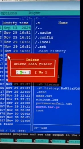 Как удалить много файлов через Midnight commander, Unix