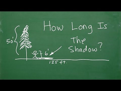A 50 ft tree casts a shadow of 125 ft, a 6 ft person next to the tree, has a shadow how long?