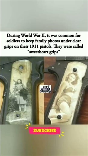 DURING WORLD WAR II, SOLDIERS KEPT FAMILY PHOTOS UNDER CLEAR GRIPS ON THEIR 1911 PISTOLS.#shorts