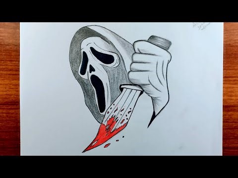 Easy Horror Art: Draw the Ghostface Mask & Bloody Knife | Beginner Pencil Sketch