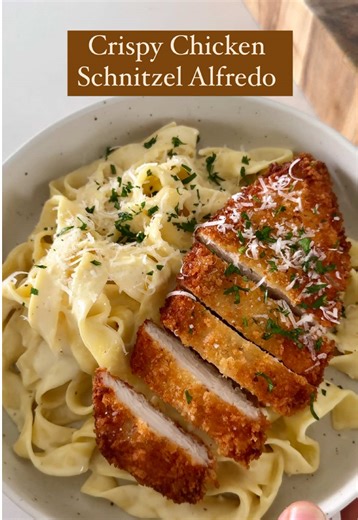 Crispy Chicken Fettuccine Alfredo Schnitzels Recipe