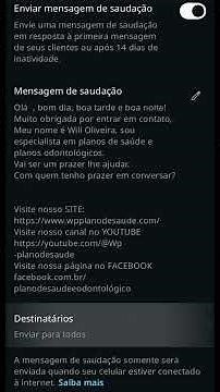 Como colocar uma mensagem automática de Saudação no WhatsApp business.
