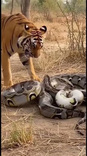 Tiger vs giant python — coil vs bite madness