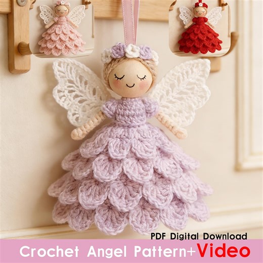 Crochet Angel Pattern,digital Download,video Tutorial Included,amigurumi Angel,crochet Angel Pendants,beginner Friendly Amigurumi Decor - Etsy