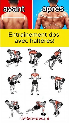 Entraînement dos avec haltères!💪🔥