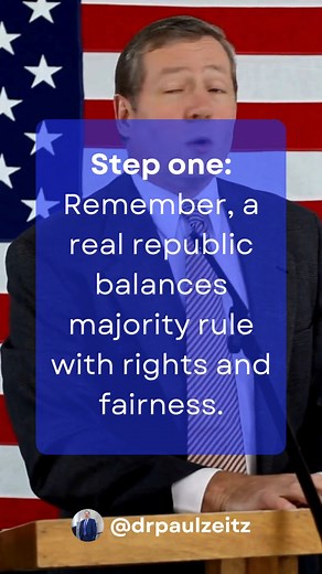 ⚖️ Ever hear: “We’re a republic, not a democracy”? Translation: “Sit down, your voice doesn’t matter.” Don’t buy it. A real republic balances rights and fairness—it doesn’t silence diverse voices. Let’s reclaim the word and make it people-powered again. 💪 #unifyUSA #citizensassembly #democracyforall #revolutionaryoptimism | Dr. Paul Zeitz