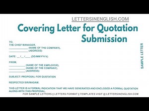 Covering Letter For Quotation Submission - Sample Covering Letter for Submitting Quotation
