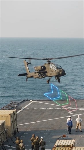Land-based Apache helicopters practice landing on ships 🤔 #aviationgeek #helicopter #military #aviation #army | Frontline Diary