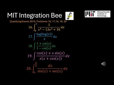 MIT 2010 Integration Bee Qualifying Exams Problems 16, 17, 18, 19, 20